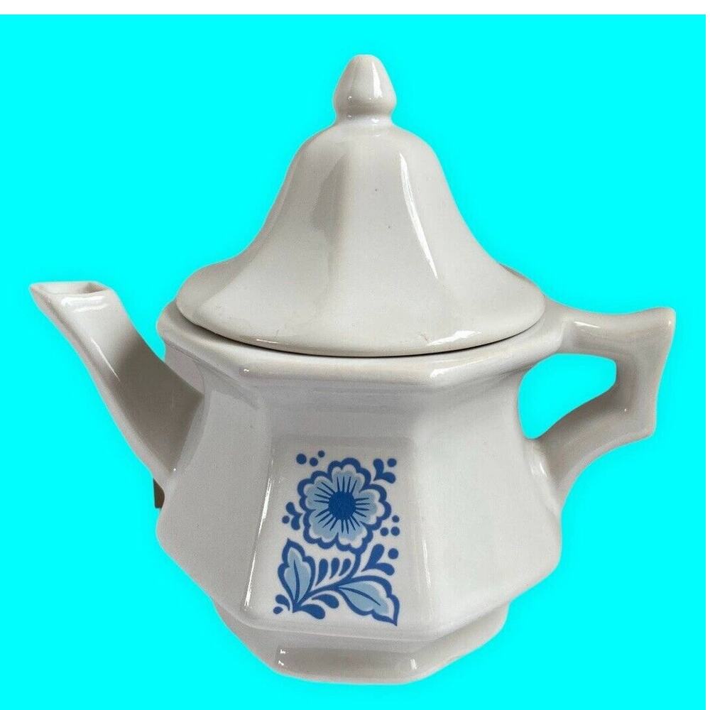 Avon Ironstone China White Pitcher Gravy Creamer Small Blue Flowers small
